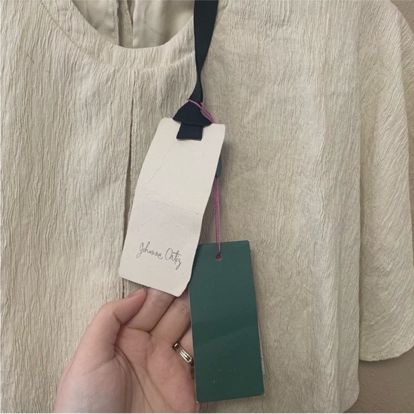 Johanna Ortiz Amor Es Belted Textured Crepe Top Cream White Beige Size 0 New NWT - Picture 10 of 12